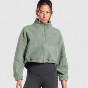 Gymshark Elevate Green Fleece Mid Jacket